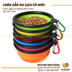 Chén Cho Chó Mèo Có Thể Gấp Gọn, Có Móc Treo