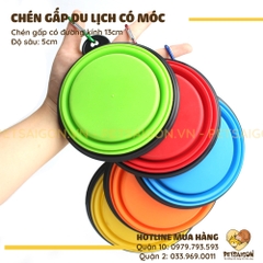 Chén Cho Chó Mèo Có Thể Gấp Gọn, Có Móc Treo