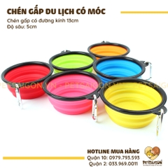 Chén Cho Chó Mèo Có Thể Gấp Gọn, Có Móc Treo