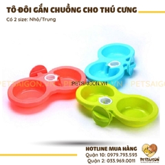 Tô Ăn Cho Chó Mèo Dạng Đôi Bằng Nhựa Để Treo Chuồng