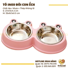 Tô Ăn Cho Chó Mèo Dạng Đôi Hình Ếch