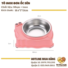 Tô Cho Chó Mèo - Tô Inox Đơn Hình Ốc Sên