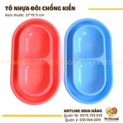 Tô Ăn Cho Chó Mèo Bằng Nhựa Dạng Đôi Chống Kiến