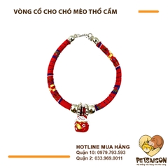 Vòng Cổ Cho Chó Mèo Màu Thổ Cẩm Kèm Chuông