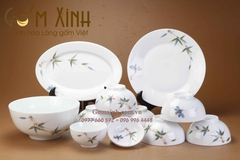 Bộ đồ ăn Bát Tràng họa tiết thanh trúc vẽ tay (set 3)