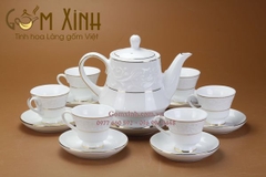 Bộ ấm trà Hoàng Gia họa tiết nổi vàng kim