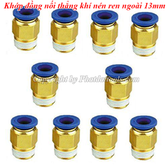 Khớp đồng nối thẳng khí nén 1 đầu ren 13mm