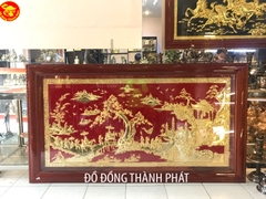 Tranh Mạ vàng 24 k Vinh Quy Bái Tổ Khung Gỗ Hương Dài 2,31 m Rộng 1,27 m