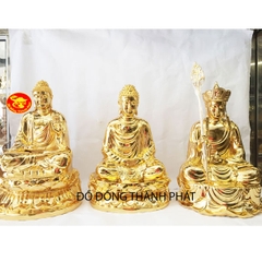 Tượng đồng Tam Thánh mạ vàng đẹp| Địa chỉ bán tượng phật uy tín tại Hà Nội, HCM, Đà Nẵng