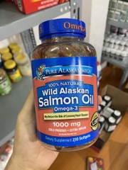 Viên dầu cá hồi Pure Alaska Salmon Oil Omega 3 1000 mg lọ 210 viên