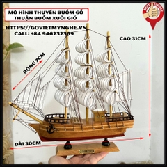 [Dài 30cm - Giao nguyên chiếc] Mô hình tàu thuyền gỗ trang trí nhà cửa-Thuyền cổ Confection - Thuận buồm xuôi gió