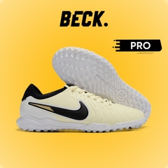 Giày Bóng Đá Nike Tiempo Legend 10 Pro Cream Vàng Vạch Đen Đế Trắng Lưỡi Gà Liền TF