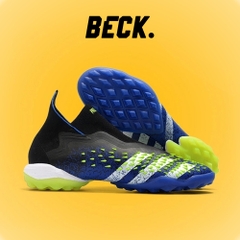 Giày Bóng Đá Adidas Predator Freak+ Pogba Xanh Biển Đen Cổ Cao Không Dây TF