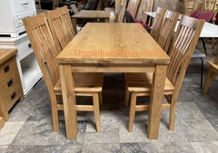 Bộ bàn ăn 5 nan - 6 ghế gỗ sồi mỹ