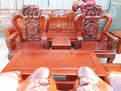 Bộ bàn ghế rồng trầu mặt nguyệt gỗ hương vân
