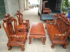 Bộ bàn ghế nghê đỉnh gỗ hương vân