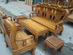 Bộ bàn ghế đục đào gỗ nghiến Bộ bàn ghế đục đào gỗ nghiến