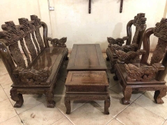Bộ bàn ghế nghê 3 đầu gỗ mun đuôi công Bộ bàn ghế nghê 3 đầu gỗ mun đuôi công