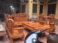 Bộ bàn ghế giả cổ rồng bát tiên gỗ cẩm vàng
