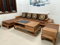 Bộ Sofa Chân Đùi Gà Góc L Gỗ Sồi Nga