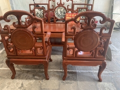 Bộ bàn ghế giả cổ kiểu móc mỏ gỗ hương đỏ lào