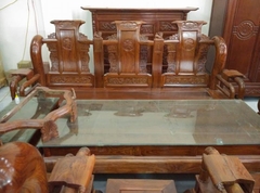 Bộ bàn ghế giả cổ tần thủy hoàng gỗ hương vân