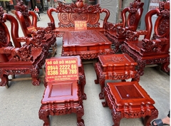 Bộ bàn ghế nghê đỉnh gỗ hương đỏ nam phi tay 14 10 món