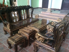 ​Bộ bàn ghế giả cổ trạm đào gỗ tràm lõi