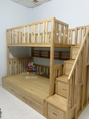 GIƯỜNG 3 TẦNG (1M2-1M4-1M2) CẦU THANG HỘC KÉO GỖ TẦN BÌ - GN28R