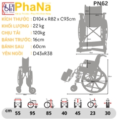 PN62 - Xe lăn inox tay chân rời
