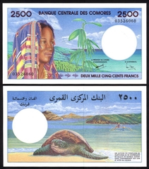 2500 francs Comoros 1997