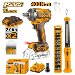 Bộ Combo Máy Siết Bu Lông Dùng Pin 20V (Ciwli2040) &Đèn Pin (Hwli35261) COSLI23048 INGCO