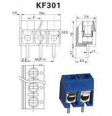 Domino KF301 2-Pin 5.0mm Chân Thẳng