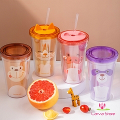 Ly nhựa 2 lớp Animal LocknLock [Lock&Lock] Double Wall Cold Cup 520ml HAP511 - HAP512