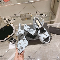 CHANEL 22S PRINTED LOGO SANDALS - LIKE AUTH 99%