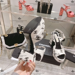 CHANEL 22S PRINTED LOGO SANDALS - LIKE AUTH 99%