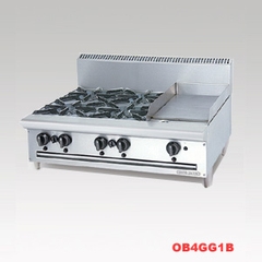Bếp âu và chiên phẳng Berjaya / Combination Open Burner Griddle Table Top OB4GG1B