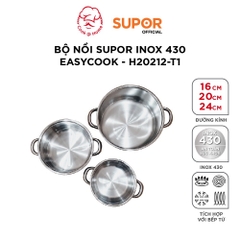 Bộ nồi Supor inox 430 Easycook size 16/20/24cm - H20212-T1