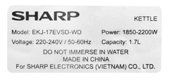 Bình Đun Siêu Tốc Sharp 1.7 Lít EKJ-17EVSD-WD