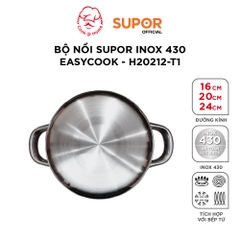 Bộ nồi Supor inox 430 Easycook size 16/20/24cm - H20212-T1