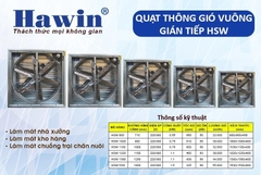 Quạt hút công nghiệp vuông gián tiếp cánh Inox HAWIN - HSW 1380