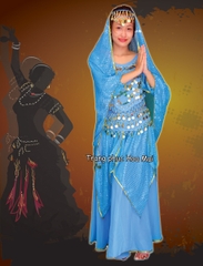 Cho thuê trang phục múa bụng Ấn Độ Belly Dance xanh dương đẹp, chất lượng