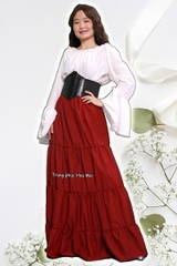 Cho thuê trang phục Châu Âu nữ cổ đại xưa trắng đỏ đẹp, chất lượng