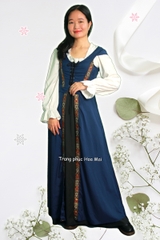 Cho thuê trang phục Châu Âu nữ cổ đại xưa ttrắng khoác xanh đẹp, chất lượng