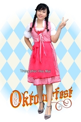 Cho thuê trang phục Đức nữ Oktoberfest caro đỏ
