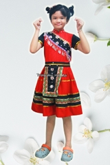 Cho thuê trang phục dân tộc H'Mông nữ cấp 1 đỏ liền đẹp, giá rẻ, chất lượng