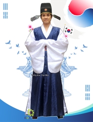Cho thuê trang phục Hàn Quốc-Hanbok nam xanh dương đen dài đẹp, chất lượng