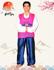 Cho thuê trang phục Hàn Quốc-Hanbok nam hồng đậm đẹp, chất lượng