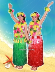 Cho thuê trang phục Hawaii nữ váy dài đẹp, dày