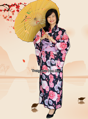 Cho thuê trang phục Kimono Nhật Bản nữ hồng đen